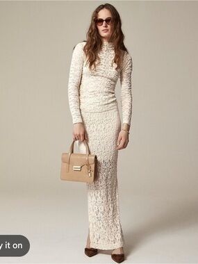 Cream Lace Long Sleeve and Skirt Set